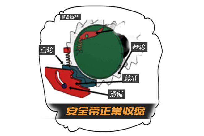 拆开的汽车安全带卷收器内部棘轮结构
