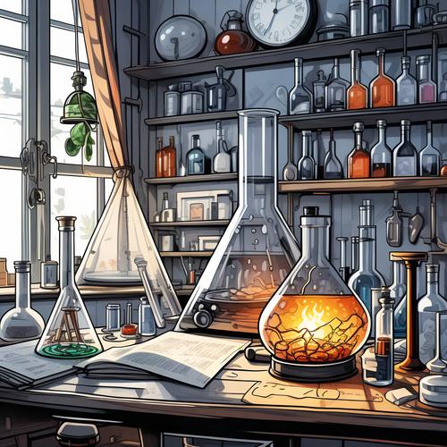 科学家在实验室意外发现新材料的场景插画