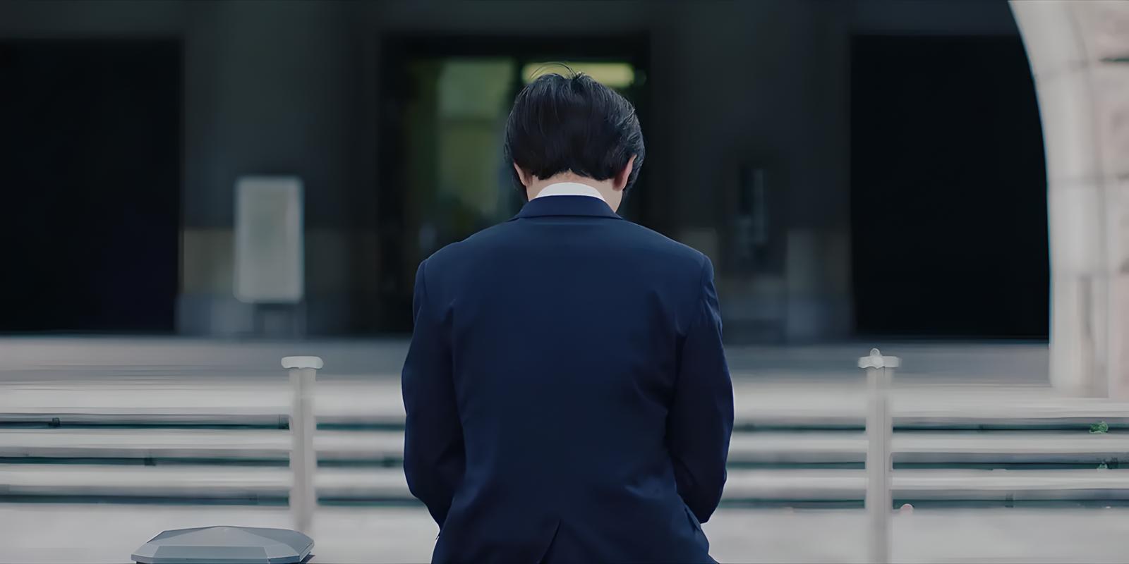 老旧律师楼前合伙人匆匆离开的背影