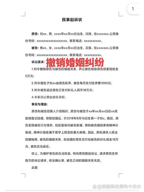 人民调解协议撤销纠纷起诉状示例
