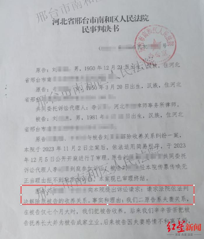 解除收养关系诉讼判决书样本展示图