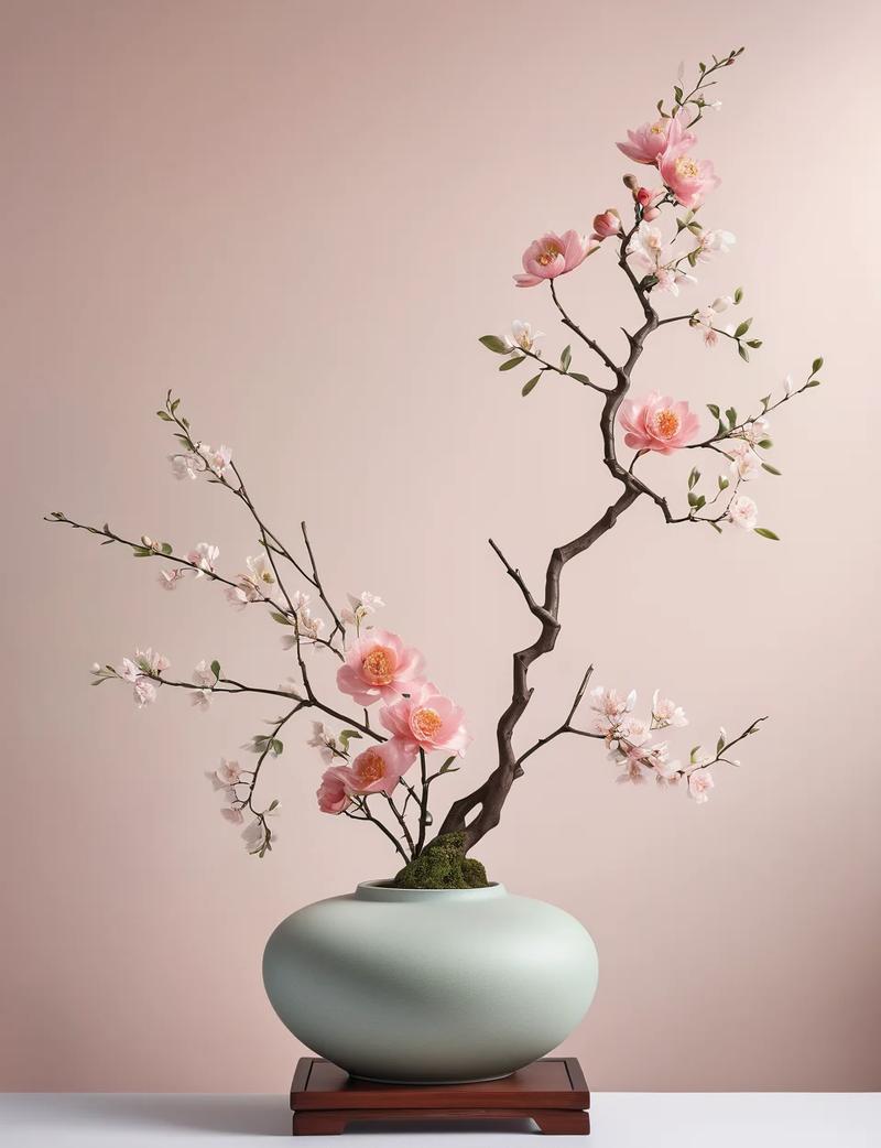 宋代风格的梅枝插花艺术