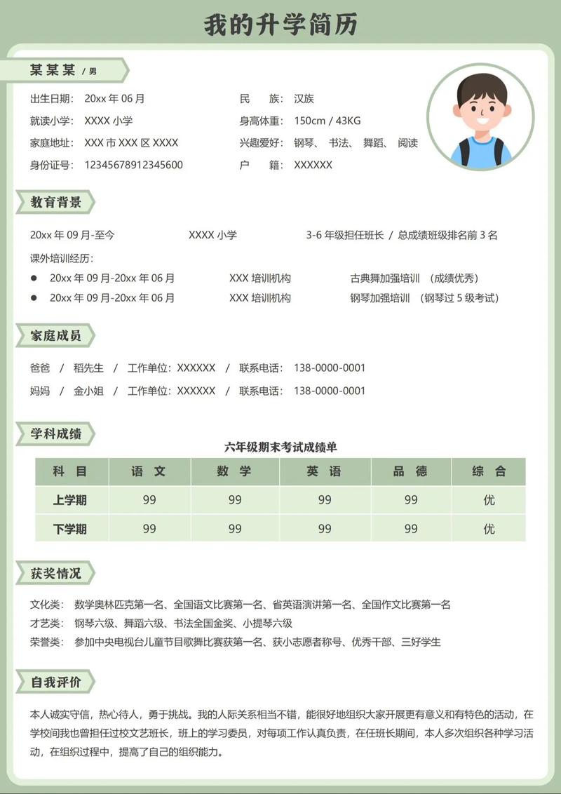 留学申请简历教育板块格式范例