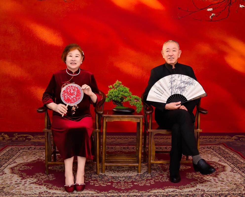 家庭拍摄金婚纪念全家福现场布置