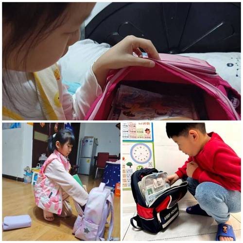 小学生按课程表整理轻量化书包实拍图