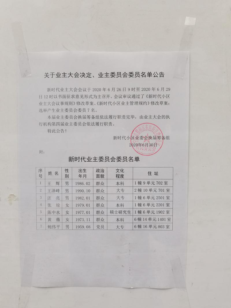 业主大会投票表决的纸质选票实拍