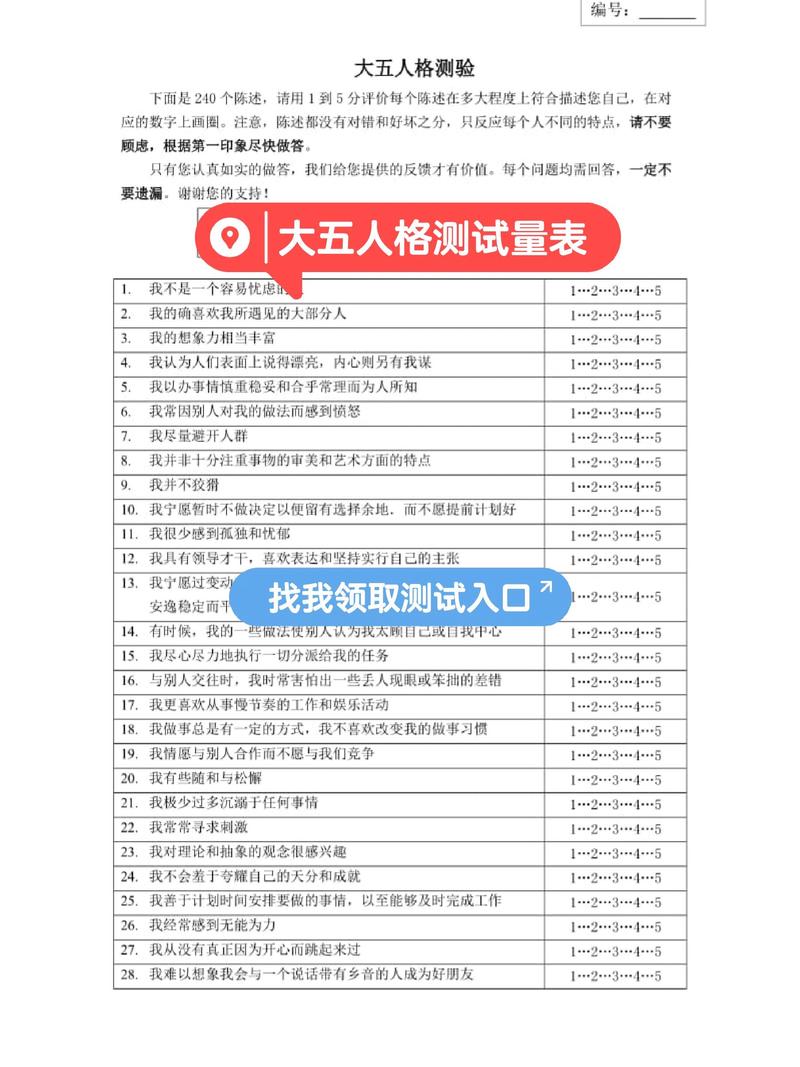 心理咨询师拿着人格量表向来访者解释测试结果,桌上放着大五人格模型图