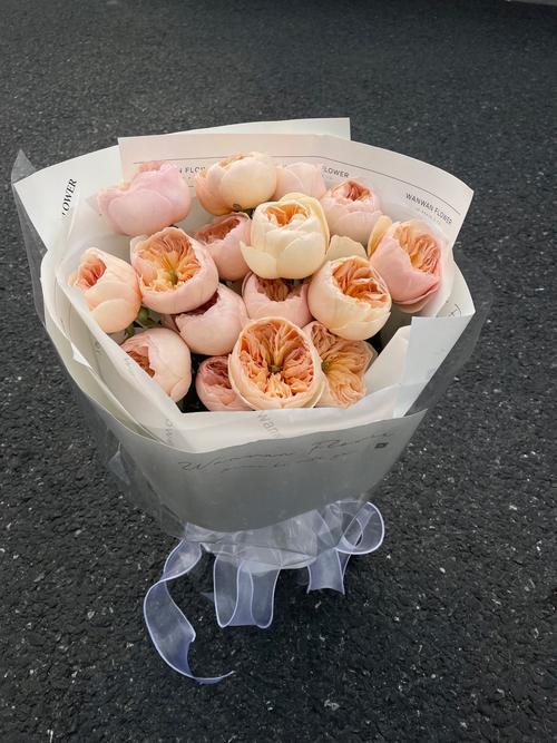 婚礼手捧花 奥斯汀玫瑰 朱丽叶品种 特写