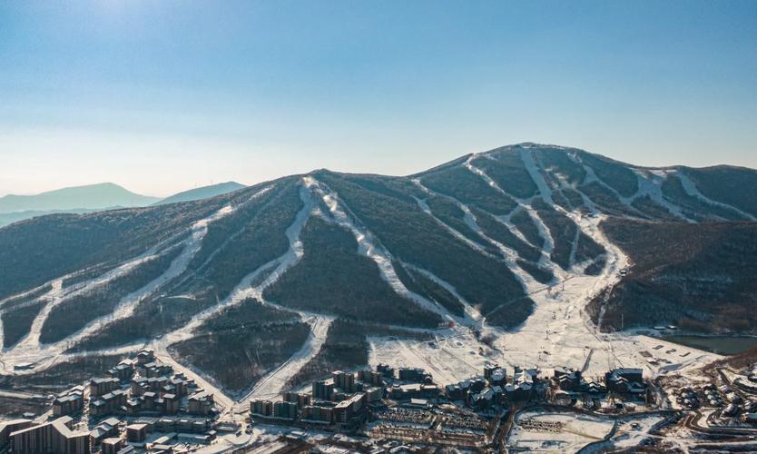 松花湖滑雪场山顶冬季俯瞰全景