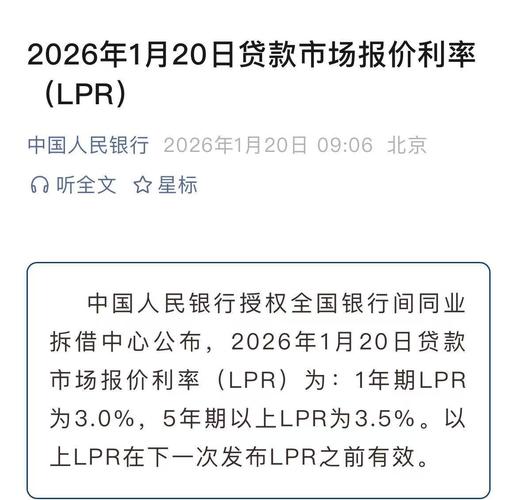 中国人民银行一年期LPR利率查询页面