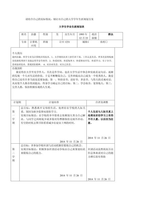 大学生学业履历规划优先级清单