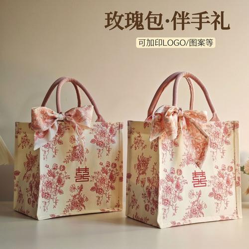 婚礼伴手礼袋定制图案设计排版示意图