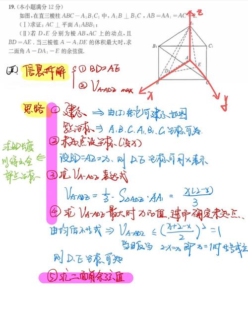 初二数学立体几何空间角求解例题草稿纸