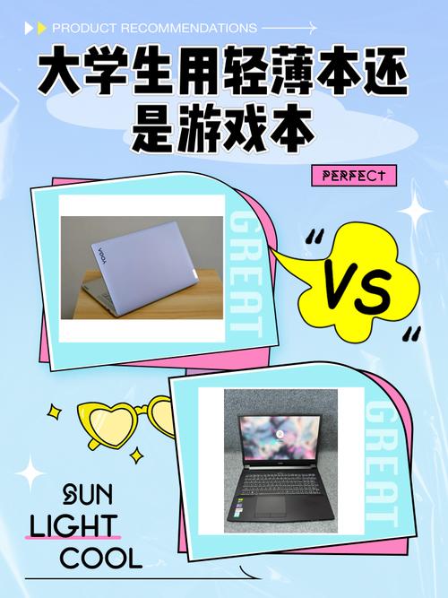 学生宿舍内大学生使用轻薄本与游戏本场景对比