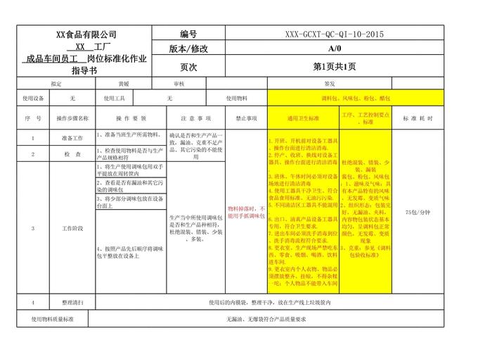 制造车间操作员按照标准作业指导书工作