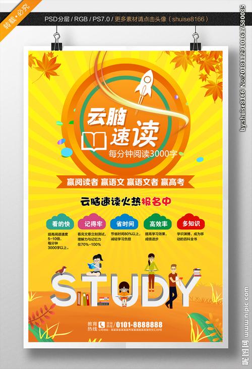 市面上夸张速读训练宣传海报实拍