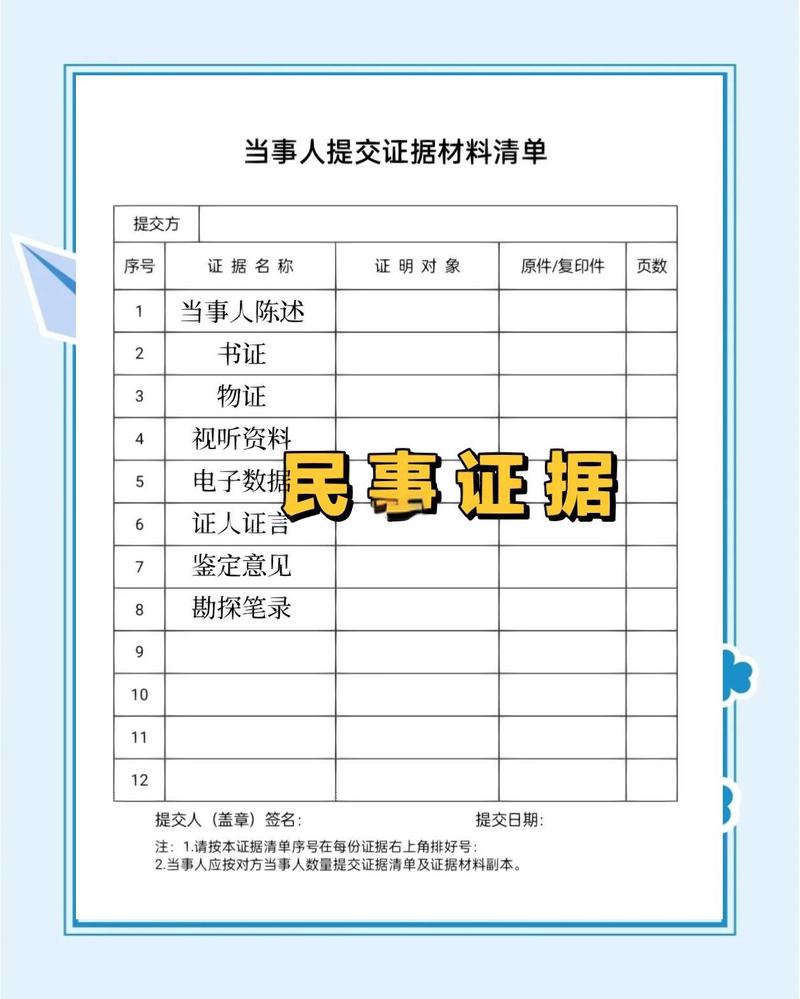 民事诉讼证据种类分类表格