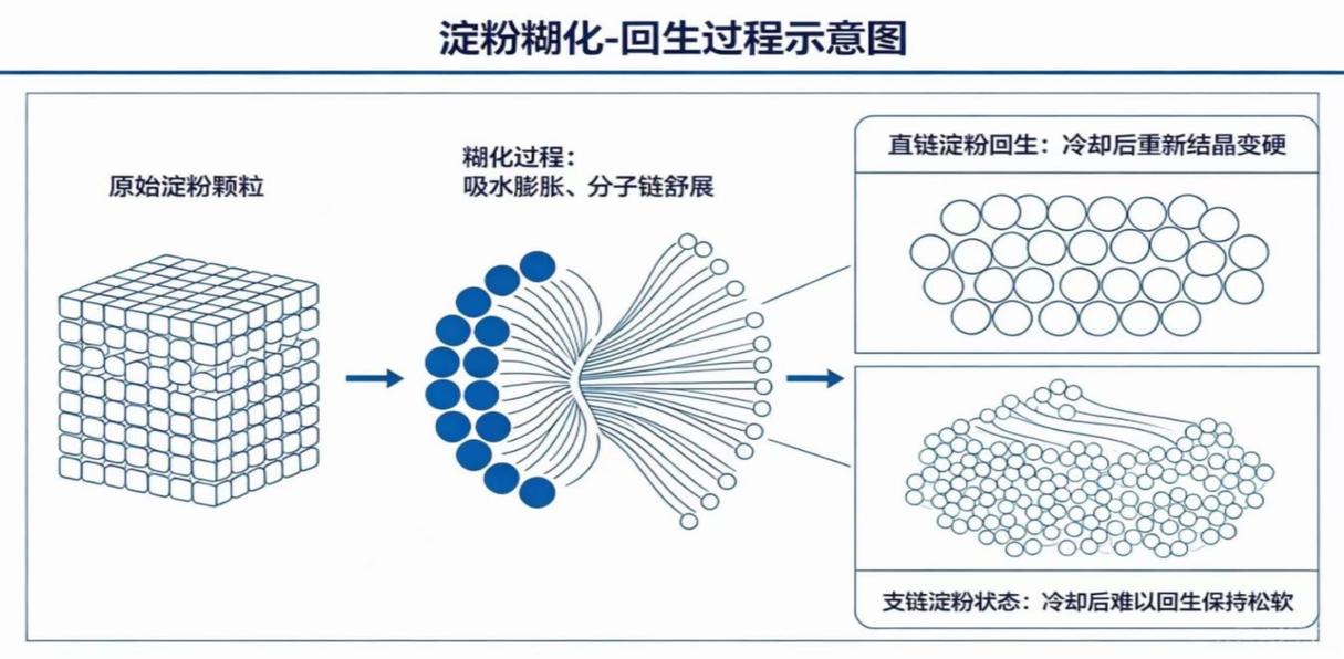 淀粉分子在高温下糊化膨胀示意图