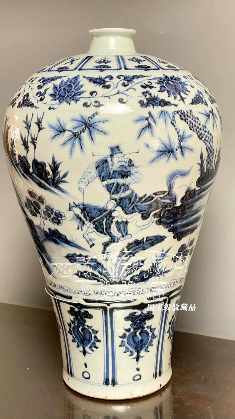 明崇祯青花萧何月下追韩信纹碗底标本