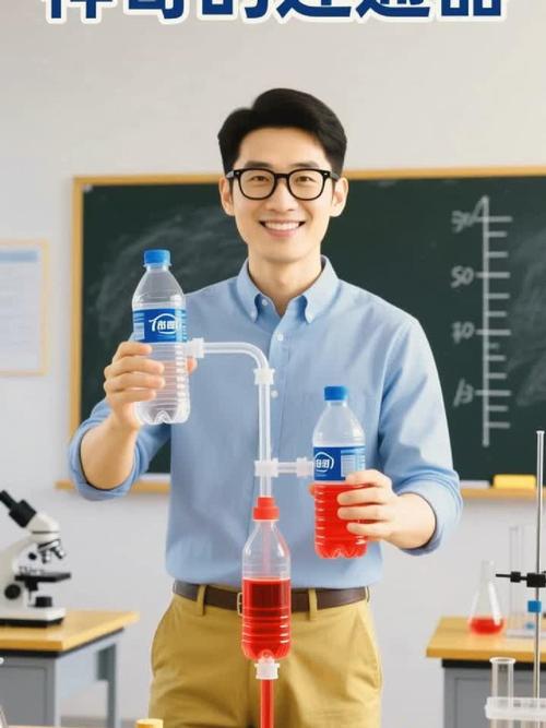 初中生在家用矿泉水瓶做连通器物理小实验