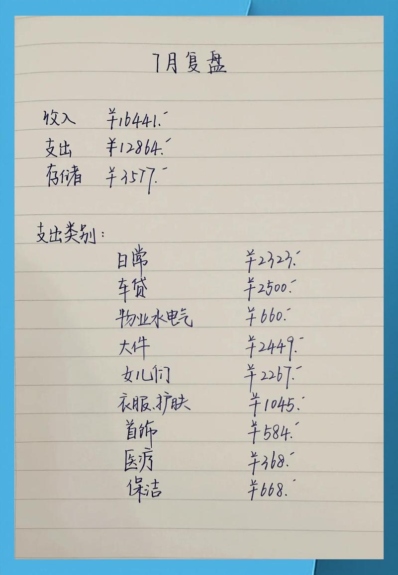 普通人手写记录家庭负债与未来开销的便签纸