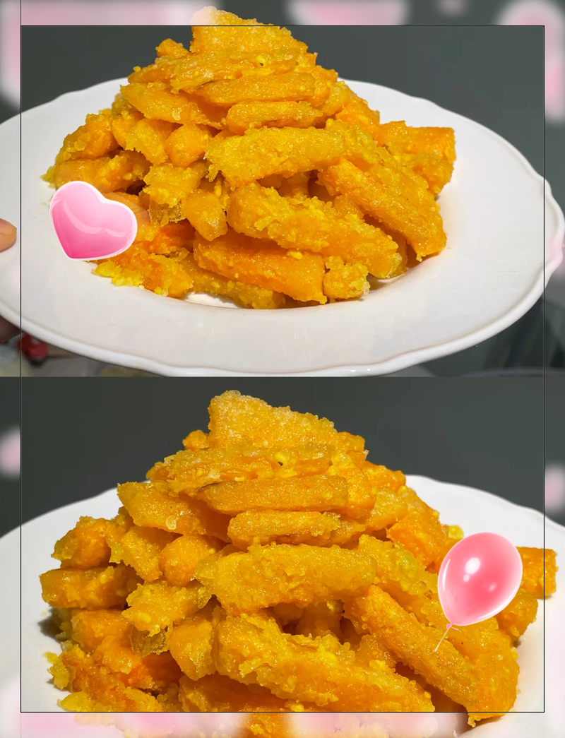 咸蛋黄焗南瓜摆盘特写美食摄影