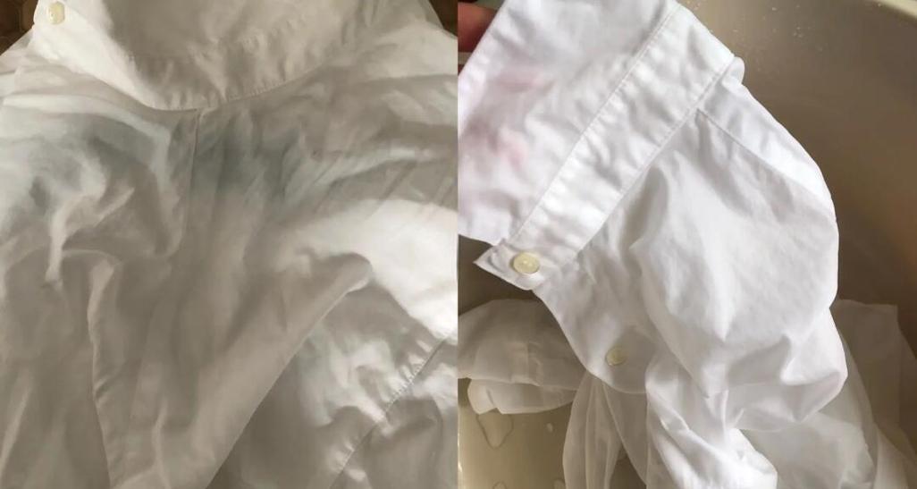 氧系漂白剂过碳酸钠浸泡白衬衫去渍对比效果