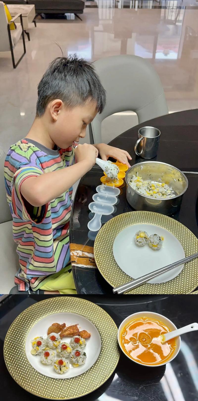 亲子早餐赶时间孩子磨磨蹭蹭日常场景