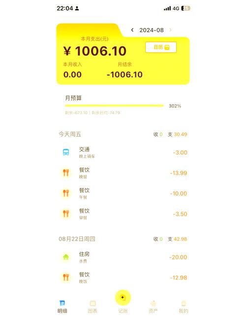 MOZE记账App预算血条界面