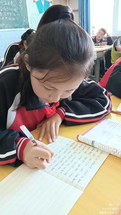 小学四年级课堂后排学生低头转笔实拍