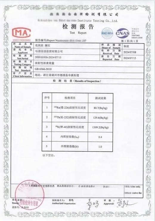 放射性检测报告内照射指数外照射指数指标标注