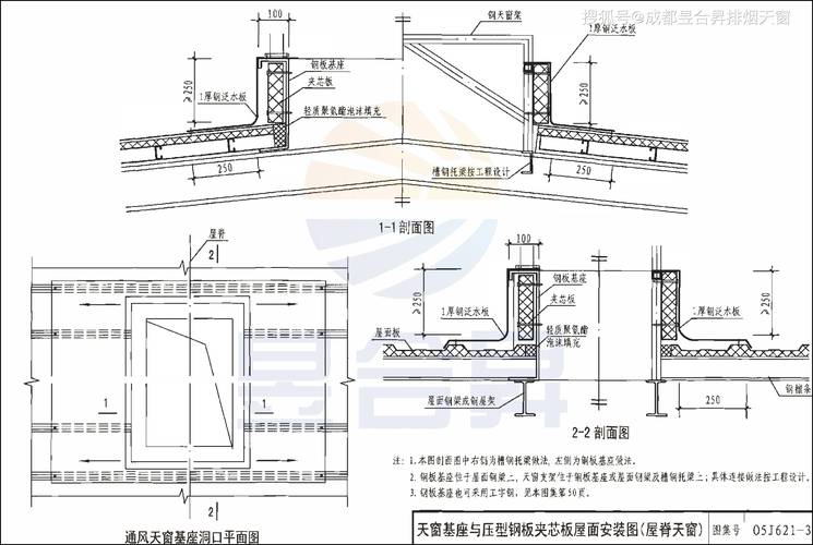 阁楼天窗安装节点剖面图
