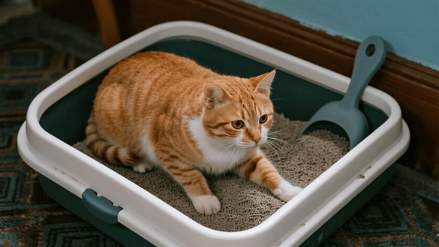 英短猫蹲猫砂盆便秘发呆实拍