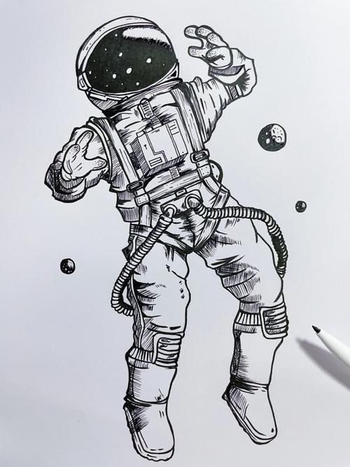 宇航员在太空用铅笔写字示意图