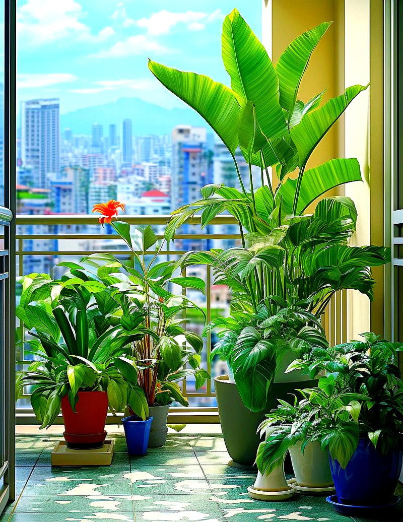 阳台绿植摆放隔音静音居家实景图