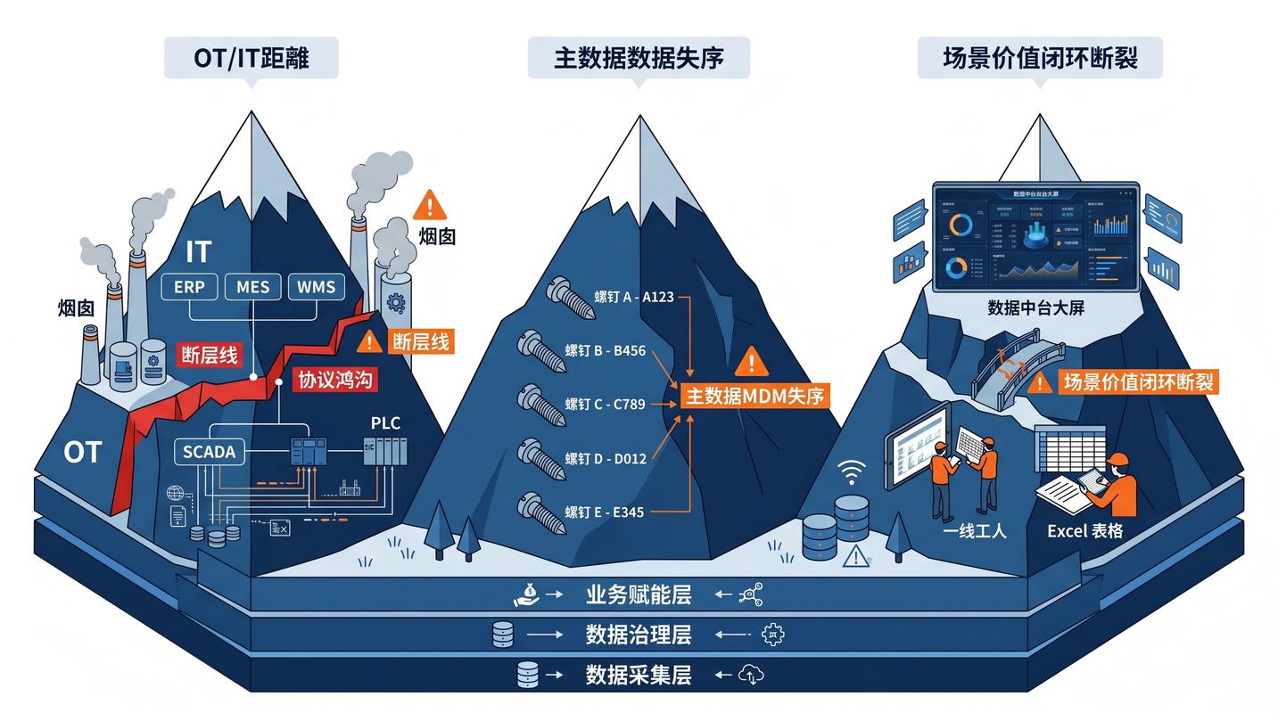 传统制造企业部门数据孤岛示意图