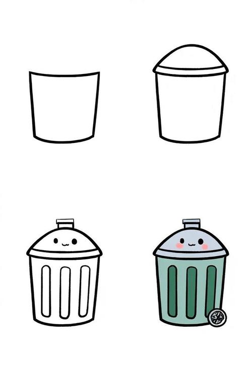 小学生作文本手绘厨余垃圾桶