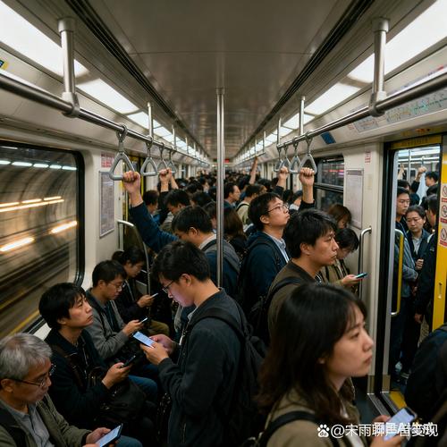 地铁上闭眼小憩的上班族