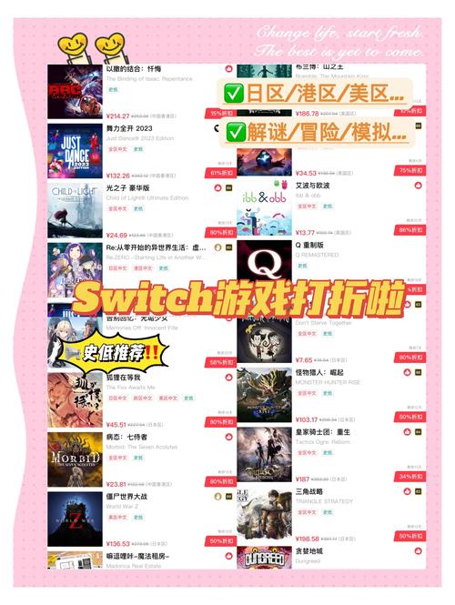 Switch eShop打折游戏列表页面截图