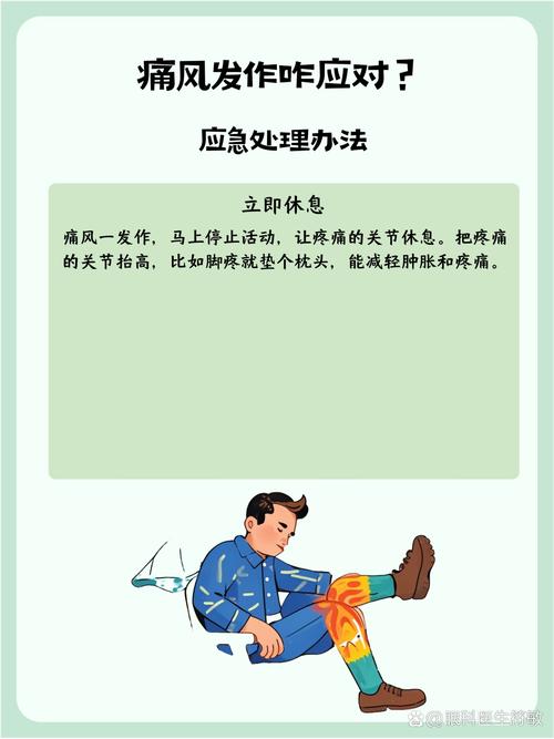 痛风急性发作抬高下肢休息示意图