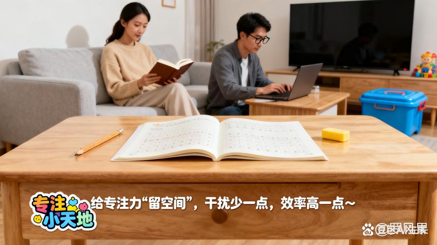 深夜家长和孩子在书桌前一起复盘控制变量法习题错因的温暖场景
