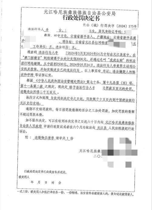 行政处罚决定书样本对比