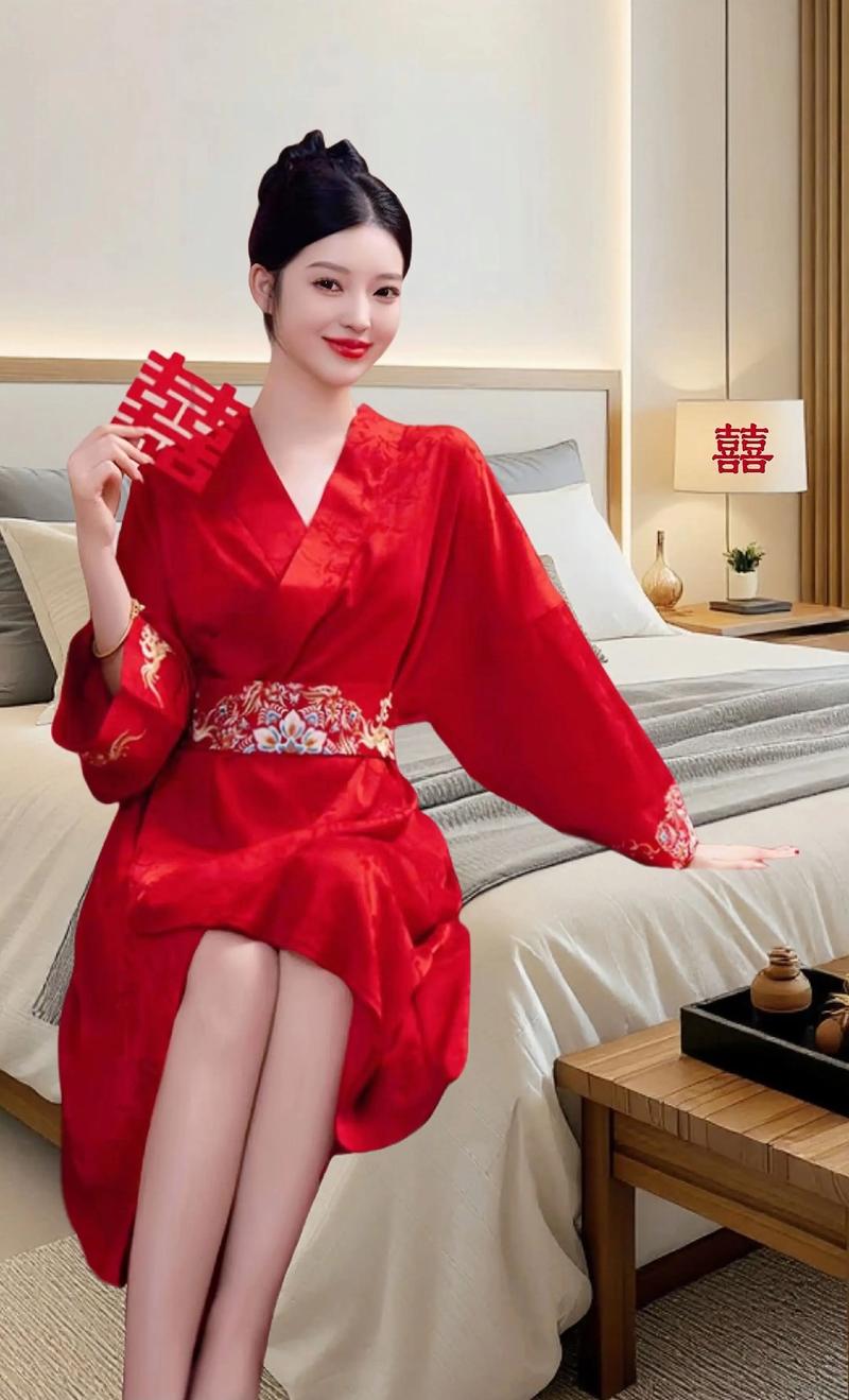 新娘晨袍喜镜梳妆
