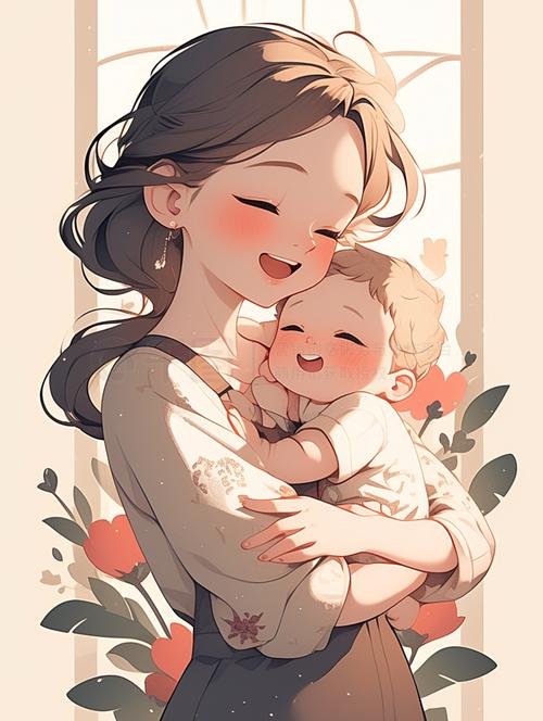 亲子信任培养中婴儿伸出手要妈妈拥抱的插画