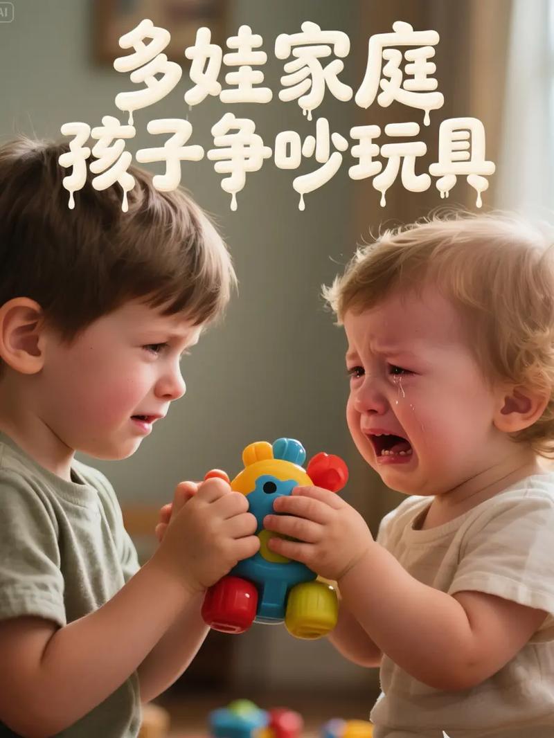 二胎家庭两个孩子争抢玩具大哭