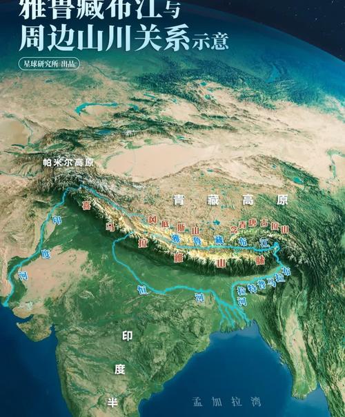 雅鲁藏布江大峡谷高低落差分层地貌图