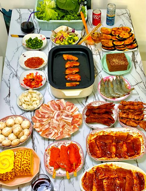 家庭庭院烧烤腌肉备菜实拍