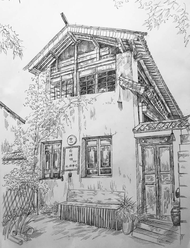 安徽古村落学生用速写本记录建筑细节