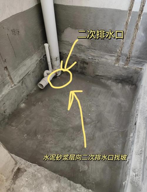 卫生间二次排水找坡施工现场图