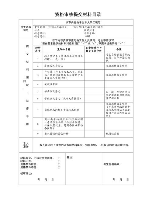 归国求职考公资格审核材料清单
